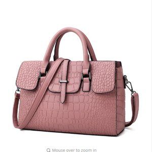 New Pink Crocodile Print Hand Bag / Shoulder Bag